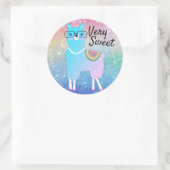 Sticker Rond Hipster Llama Rainbow Parties scintillant Ombre (Sac)