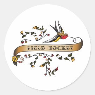 Sticker Rond Hirondelle et défilement avec le hockey sur gazon
