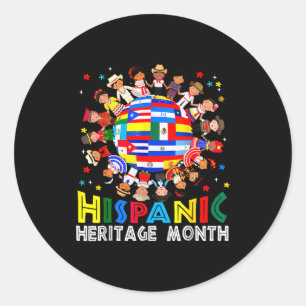 Sticker Rond Hispanic Heritage Month Earth Enfant Drapeau Latin
