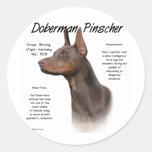 Sticker Rond Histoire de Red Doberman (Devant)