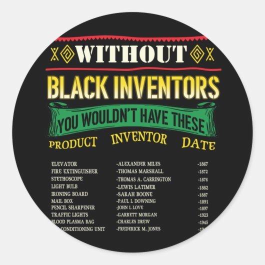 Sticker Rond Histoire Des Inventeurs Noirs Mois De L'Histoire D (Devant)