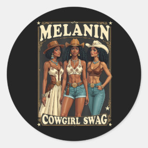 Sticker Rond Histoire des Noirs Rodéo Cowgirls équitation Melan