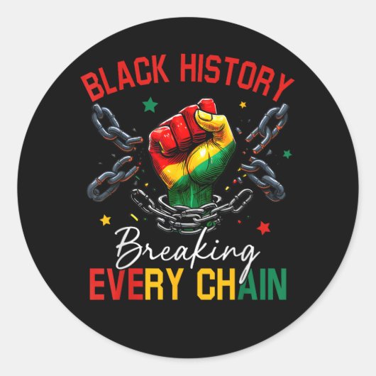 Sticker Rond Histoire noire brisant chaque chaîne (Devant)