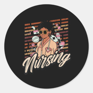 Sticker Rond Histoire noire Infirmière infirmière étudiante Afr