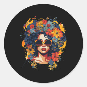 Sticker Rond Histoire Noire T Shrits Pour Femmes Afro Cheveux F