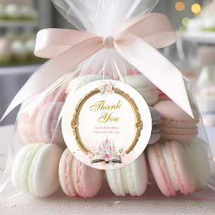 Sticker Rond Histoire rose blush 1er anniversaire remerciements