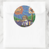 Sticker Rond Hitchiking Hobo (Sac)