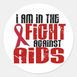 Sticker Rond HIV de SIDA dans le combat 1