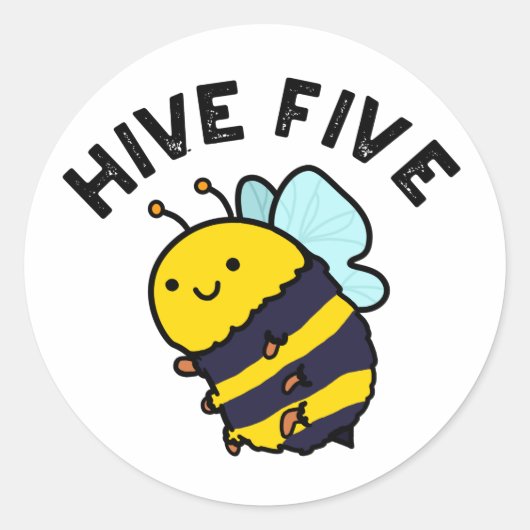 Sticker Rond Hive Cinq Funky High Cinq Bee Pun (Devant)