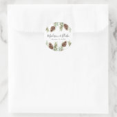 Sticker Rond Hiver Aquarelle Pine Cône Mariage (Sac)