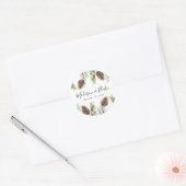 Sticker Rond Hiver Aquarelle Pine Cône Mariage (Enveloppe)