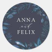 Sticker Rond Hiver Azure | Mariage botanique bleu (Devant)