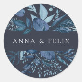 Sticker Rond Hiver Azure | Mariage botanique personnalisé (Devant)