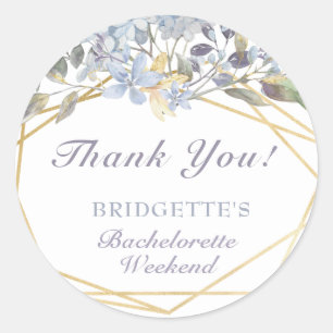 Sticker Rond Hiver Blue Floral Bachelorette Merci