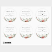 Sticker Rond Hiver Botanique Floral Mariage Merci (Feuille)