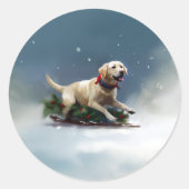Sticker Rond hiver de Noël du Labrador (Devant)