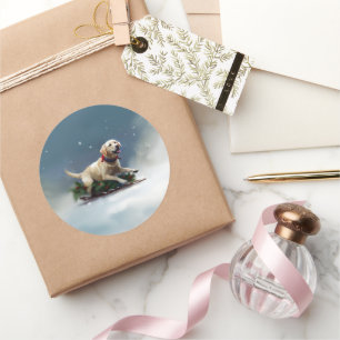 Sticker Rond hiver de Noël du Labrador