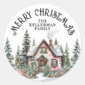 Sticker Rond Hiver Festif Élégant Noël (Devant)