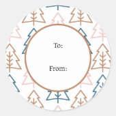 Sticker Rond Hiver Fun Boho Trees Bleu Or Noël (Devant)