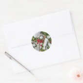 Sticker Rond Hiver - Houx recouvert de glace (Enveloppe)