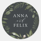 Sticker Rond Hiver Meadow | Mariage botanique vert (Devant)