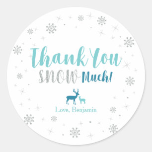 Sticker Rond Hiver merveilleux, Merci neige beaucoup autocollan