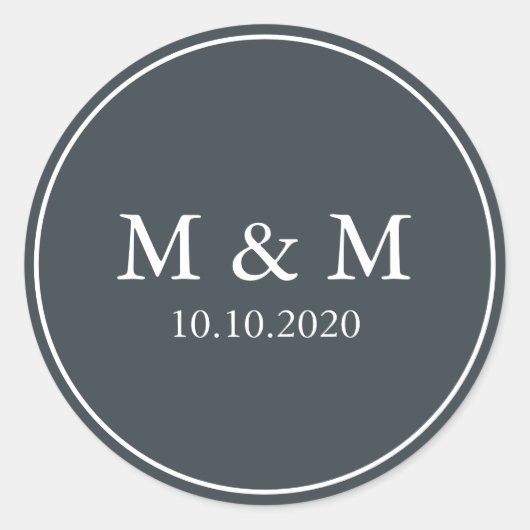 Sticker Rond Hiver mystique | Monogramme classique Mariage (Devant)