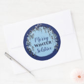 Sticker Rond Hiver neige Forêt Bleue Joyeux Solstice vacances (Enveloppe)