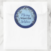 Sticker Rond Hiver neige Forêt Bleue Joyeux Solstice vacances (Sac)