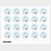 Sticker Rond Hiver ONE derland Anniversaire Blue et Red Snowman (Feuille)