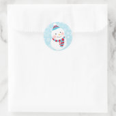 Sticker Rond Hiver ONE derland Anniversaire Blue et Red Snowman (Sac)