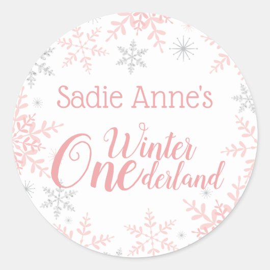Sticker Rond Hiver ONE derland Anniversaire Parties scintillant (Devant)