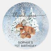 Sticker Rond Hiver ONE derland Premier anniversaire Fox Merci (Devant)