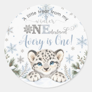 Sticker Rond Hiver Onederland Animaux Arctiques 1er Anniversair