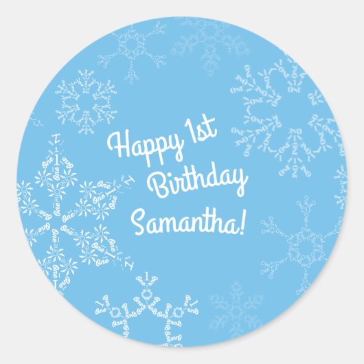 Sticker Rond Hiver Onederland Flocon de neige 1ère fête d'anniv (Devant)