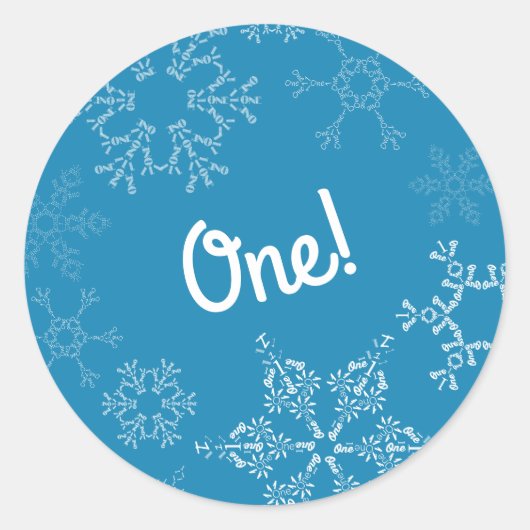 Sticker Rond Hiver Onederland Flocon de neige 1ère fête d'anniv (Devant)