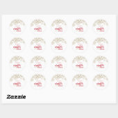 Sticker Rond Hiver ONEdernald Red and Gold Snowflake Anniversai (Feuille)