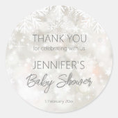 Sticker Rond Hiver pastel enneigé baby shower merci pour (Devant)
