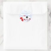 Sticker Rond Hiver Un désert Première Anniversaire Snowman Mitt (Sac)