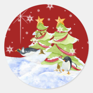 Sticker Rond Hiver Whimsy mignon ours polaire Baby dans l'étoil