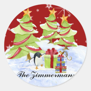 Sticker Rond Hiver Whimsy mignon ours polaire Baby dans l'étoil