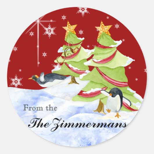 Sticker Rond Hiver Whimsy mignon ours polaire Baby dans l'étoil (Devant)