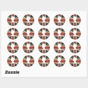 Sticker Rond HM Queen, Distressed drapeau de Union Jack vintage