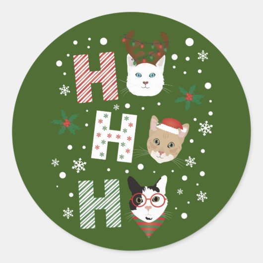 Sticker Rond Ho Ho Ho Chats Joyeux Noël (Devant)
