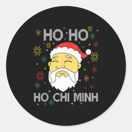 Sticker Rond Ho Ho Ho Chi Minh Asian Vietnamese Santa Claus Chr (Devant)