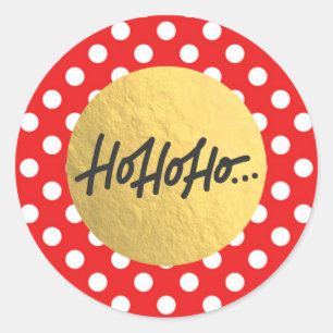 Sticker Rond HO HO HO Christmas Holiday Red White Pois