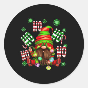 Sticker Rond Ho Ho Ho Elf Gnome Noël Enfants Garçons Filles Noë