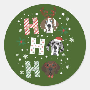 Sticker Rond Ho Ho Ho Great Dane Joyeux Noël