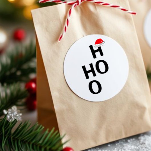 Sticker Rond Ho Ho Ho : Joyeux Noël