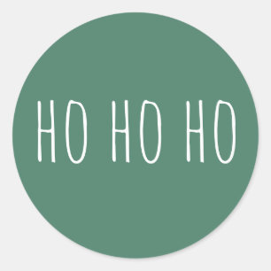 Sticker Rond Ho Ho Ho Mignonne Noël. Green Holiday Père Noël Ch